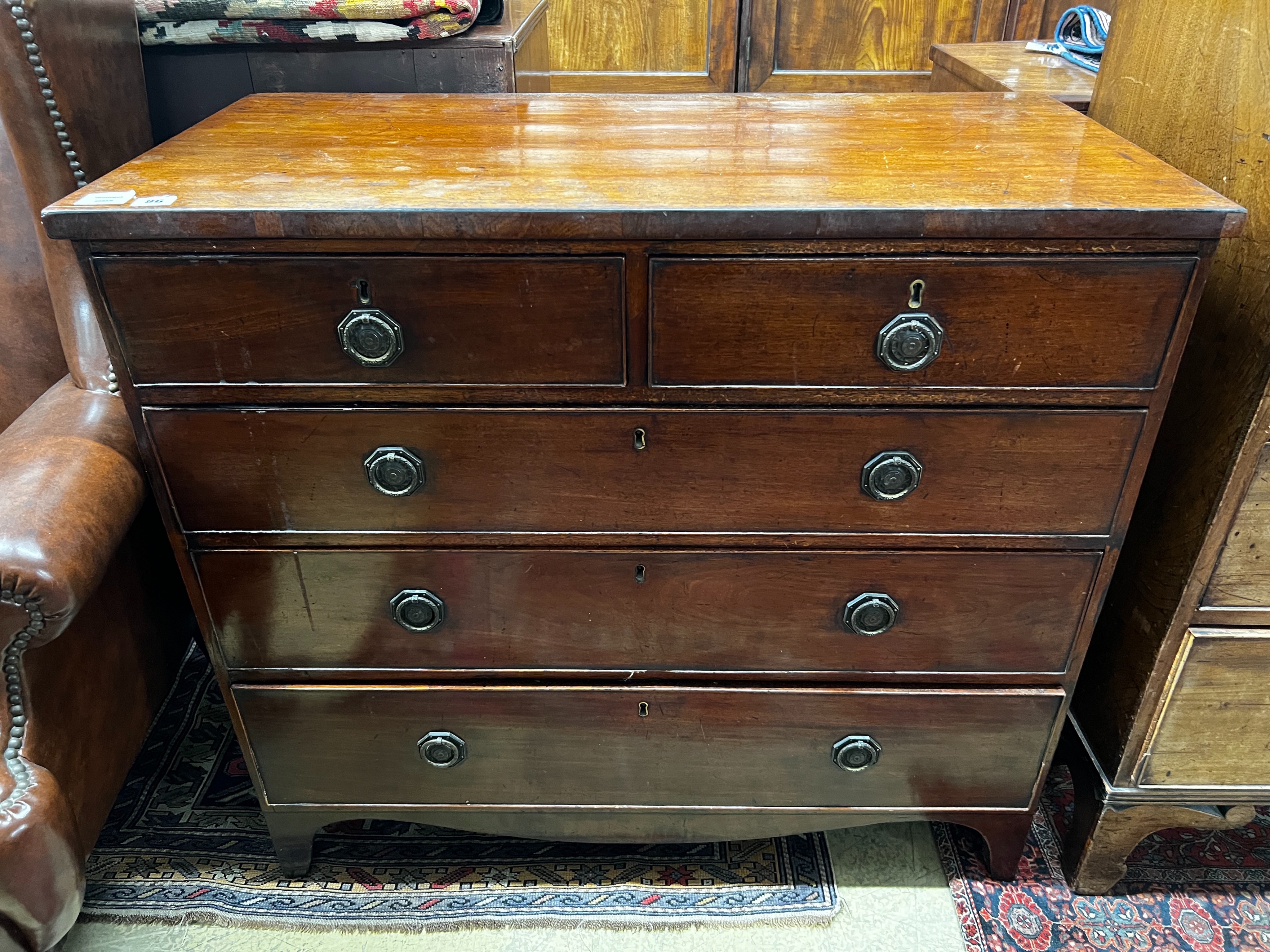 A George IV mahogany chest, width 98cm, depth 49cm, height 89cm